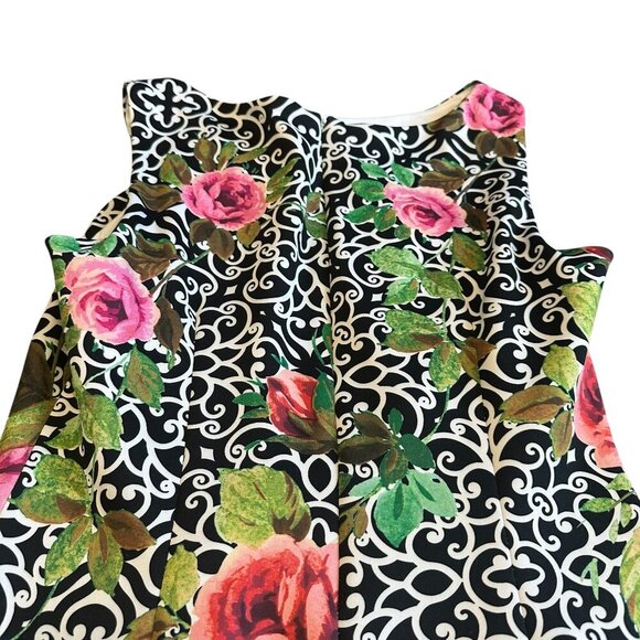 Joseph Ribkoff Fitted Scuba Sheath Dress Floral Print Sleeveless Stretch Size 12 - Picture 4 of 11